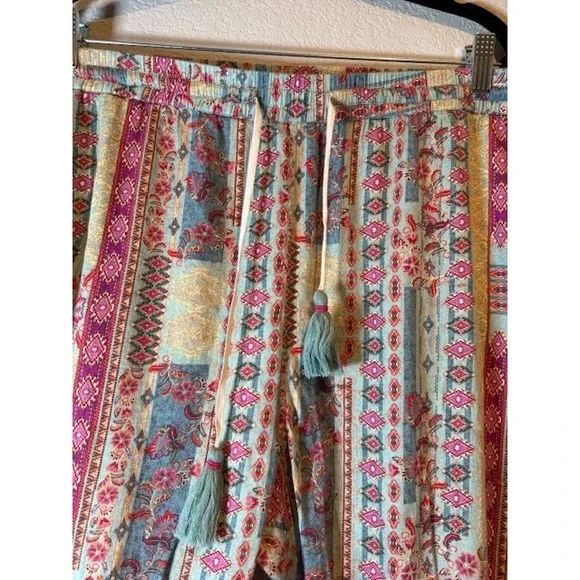 Sundance Womens XL Cotton Bohemian Patchwork Drawstring Jogger Pants Sz XL - Picture 7 of 9